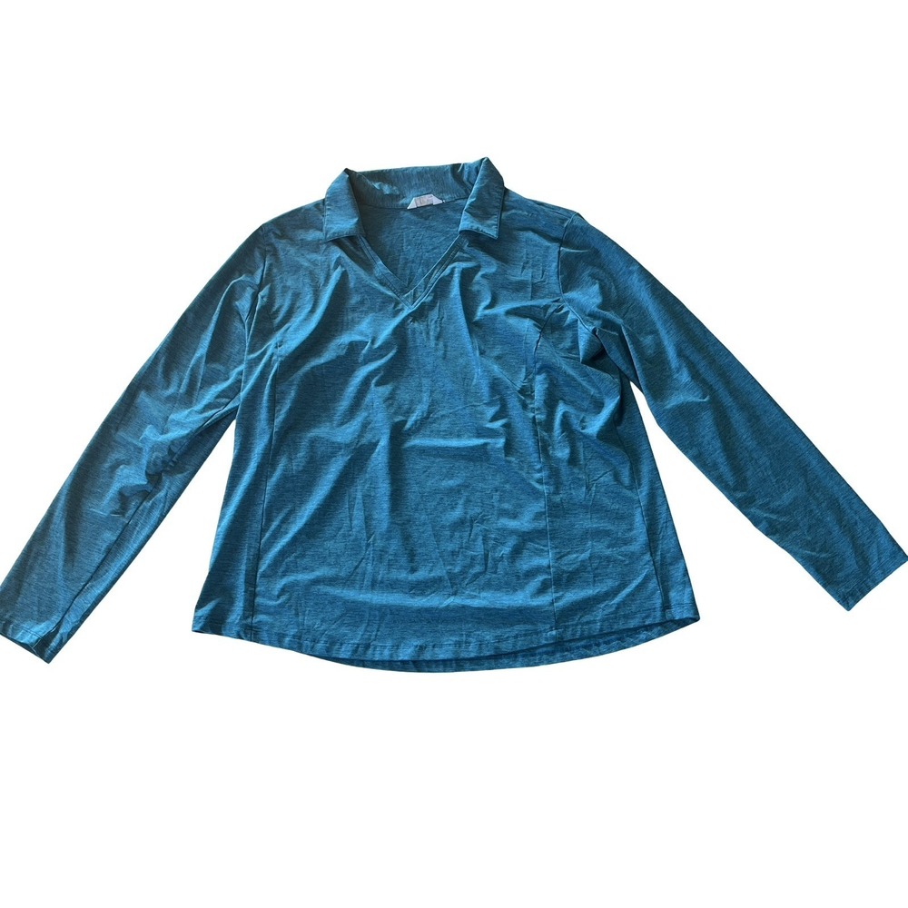 Lady Hagen Women's Size XL Turquoise Polo Shirt Long Sleeve Collared Golf
